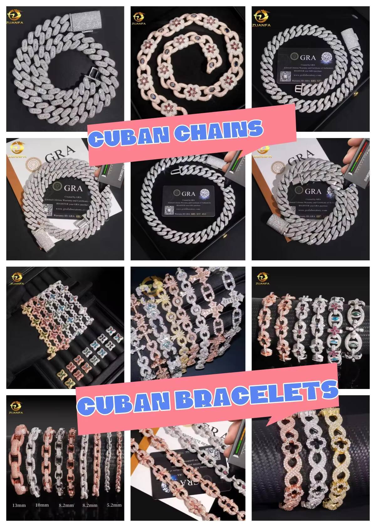 Men Style Hiphop Jewelry 20MM 4 Rows VVS Moissanite Cuban Link Chain Iced Out Big Chain Cuban Chain Necklace