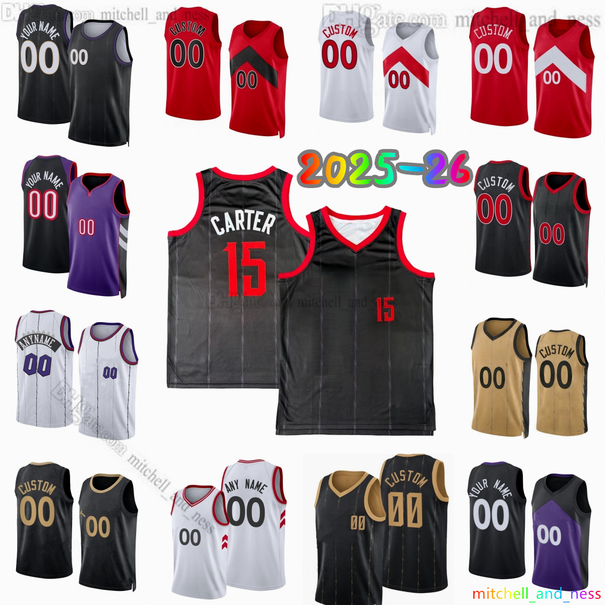 Custom 2025-26 New 4 Barnes Printed Basketball Jersey 5 Quickley 3 Brandon Ingram 12 Collin Murray-Boyles 9 RJ Barrett 1 Gradey Dick Carter Jakob Poeltl Jerseys Shorts