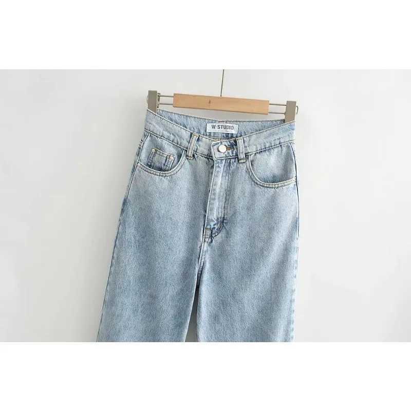 Womens High Waist Jeans 2025 Spring Fall Relaxed Straight Leg Raw Hem FloorLength Vintage Inspired Daily Uniform J251031