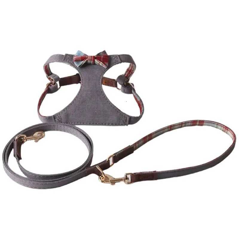 New Crystal Bow Dog Harness Set for Small and Medium Dogs Teddy Bichon Vest DoubleHeaded Leash Pet Supplies Puppy Accessories C251031