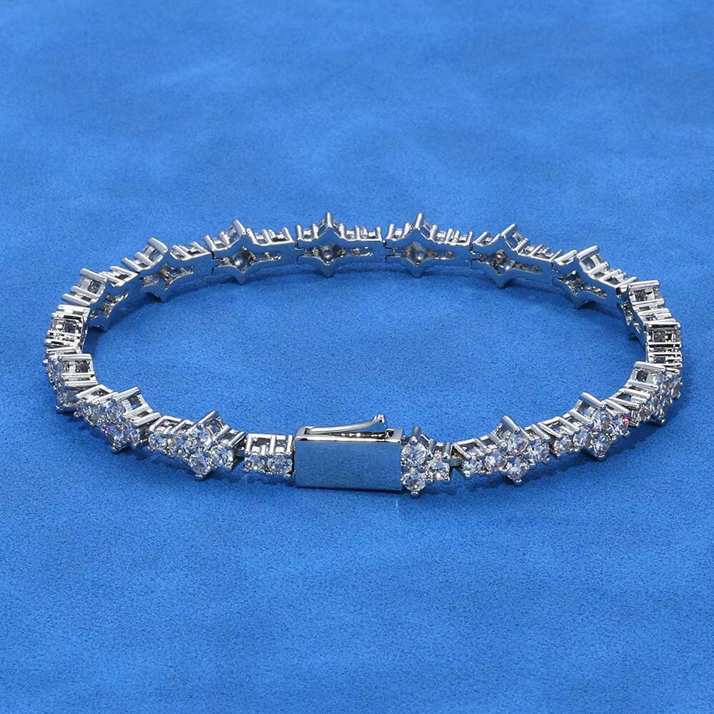 Mens Womens CrossBorder HipHop Tennis Bracelet 65mm Spring Buckle with Zircon Fashionable Bangles for Couples