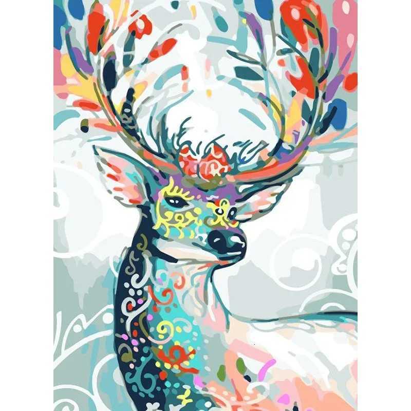 Deer Reindeer Sika DIY Digital Oil Painting By Numbers Paint Drawing Coloring Number Canvas Hand Painted Modular Picture C251031