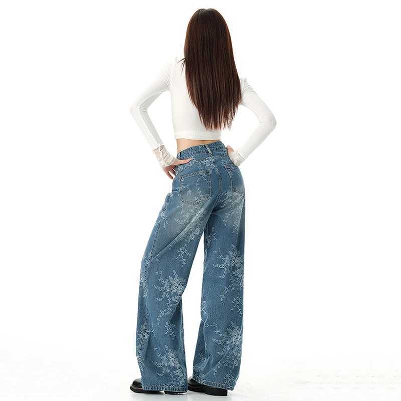 Loose Straight Leg High Waist Denim Pants Women Autumn Casual Comfortable Trousers Plus Size Streetwear Fashion Long Wide Leg J251031