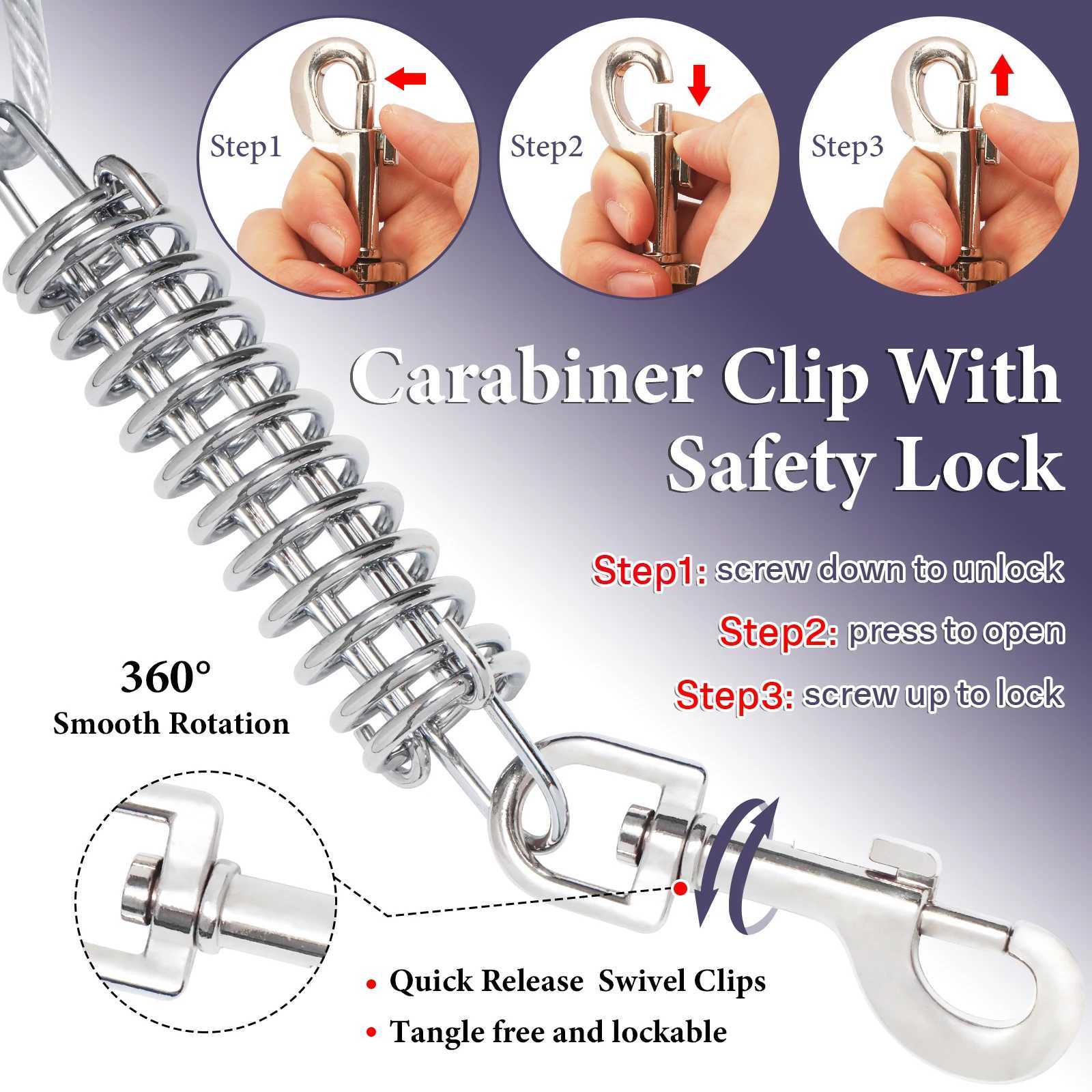 Tie Out Cable Dog Walking Training Glue coating Leashes Double Head Pet Wire Rope with Steel Buckle For Two Dogs Usage C251031