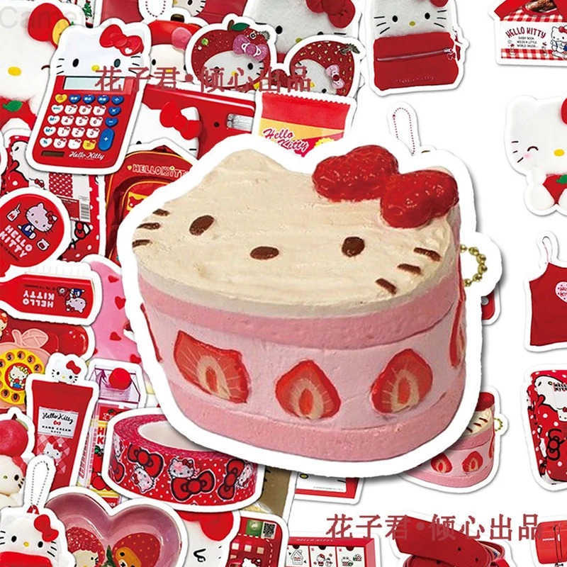 Sanrio 50PCS Japanese Charm Cake Milk Shiny Strawberry Hello Kitty Stickers for Laptop Phone Case Drink Harajuku Hello Kitty Stickers H251129