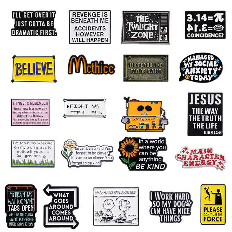 Cross-Border New Text Short Sentence Series Pattern Brooch Versatile Fresh Flower Sunflower Exquisite Accessory Badge