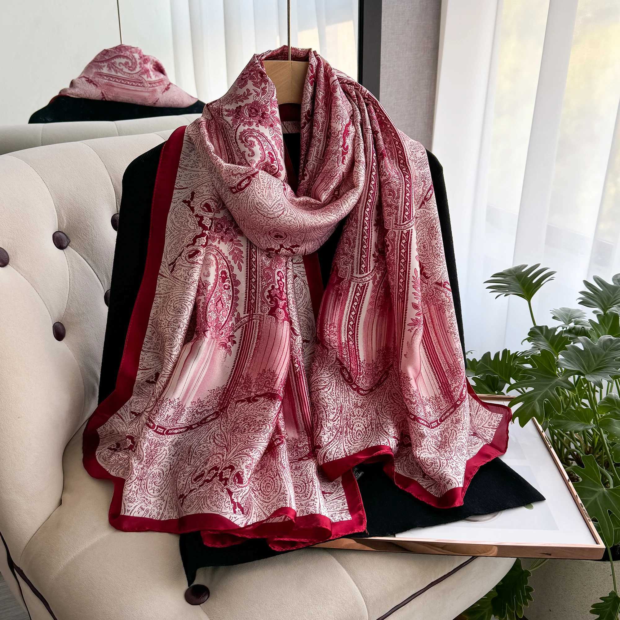 New Geometry Design Large Silk Soft Scarf Women Stylish Print Long Shawl Handkerchief Summer Sun protection Elegant Travel Wrap C251031