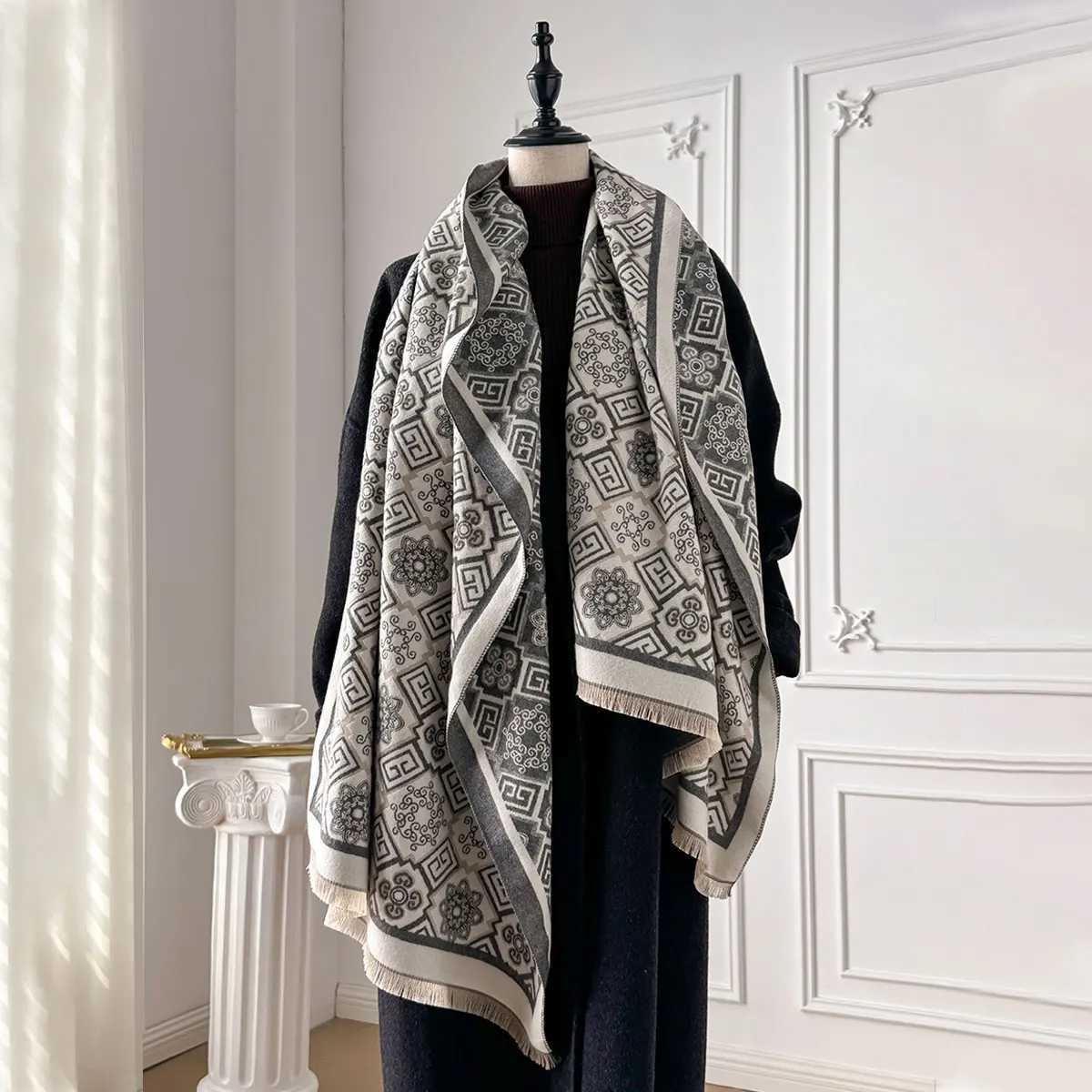 2025 New Brand Womens Fashion Printed Scarf Imitation Cashmere Soft Warm Shawl Winter Coldproof Windproof Blanket C251031