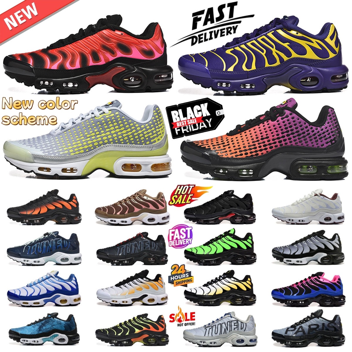 tn tn plus tnss designer running shoes sneakers mens trainers tns Triple Black White Hyper Blue navy Tennis Breathable women men outdoor sports sneaker size 36-46