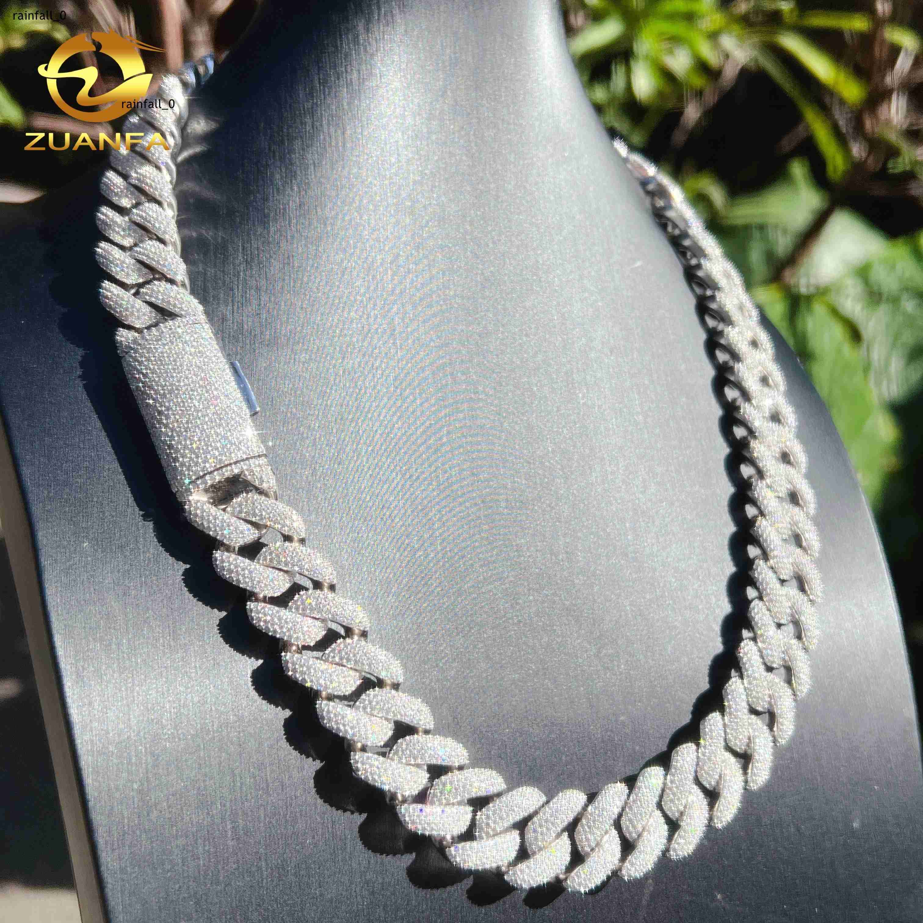 New Design 18mm 925 Sterling Silver Iced Out VVS Moissanite Diamond Cuban Link Chain Necklace