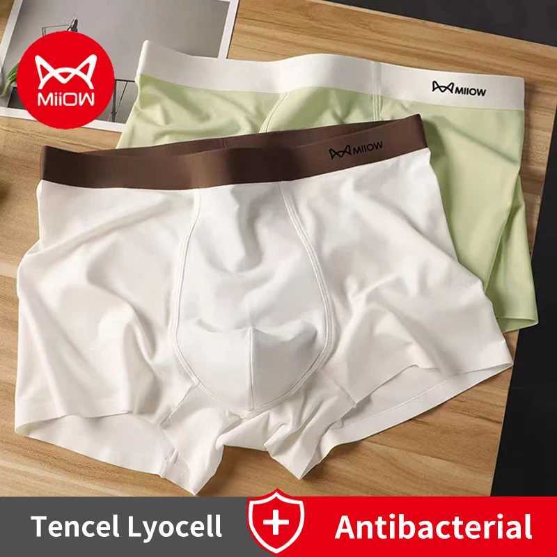 MiiOW 3Pcs Mens Tencel Lyocell Panties Underwears Men Underpants 5A Antibacterial Man Boxershorts Breathable Boxers Trunks MaleT251031