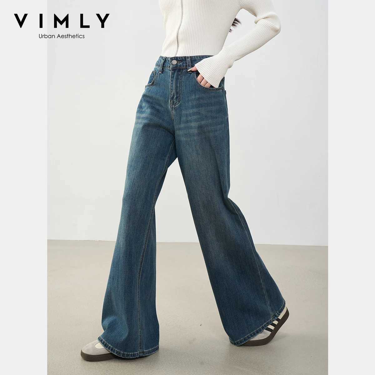 VIMLY Jeans Baggy Pants Women 2025 Autumn New Vintage Clothing Low Rise Female Jeans Casual Button Pockets Woman Trousers 30282 J251031