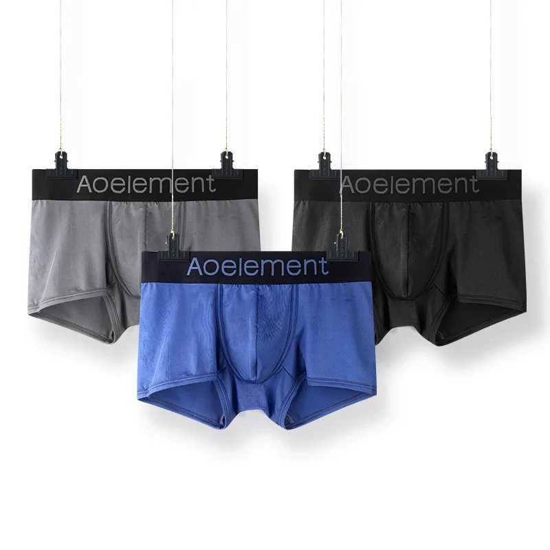 Mens underwear summer new ice silk boxers one piece underwear men breathable cool boxers underpantsT251031