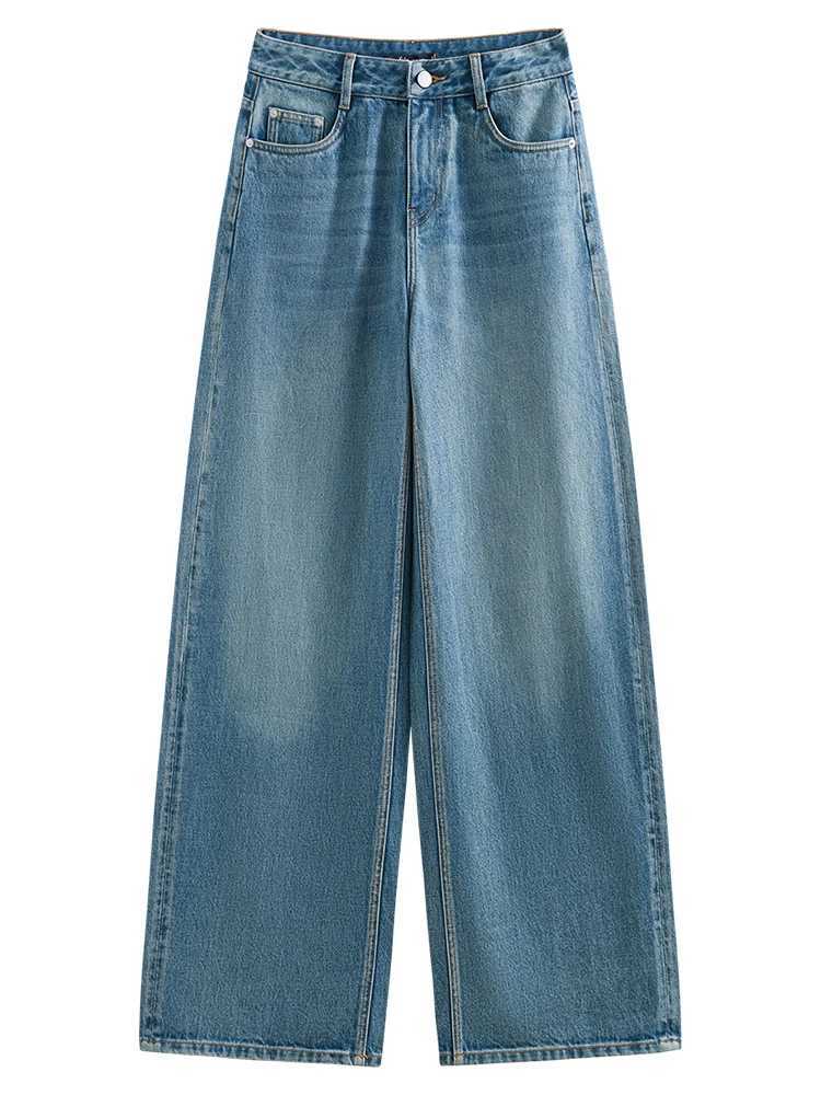 FSLE Premium SeriesSimple and Loose Washed High Waisted Jeans for Women Spring 2025 New Style Jeans 25FS11316 J251031