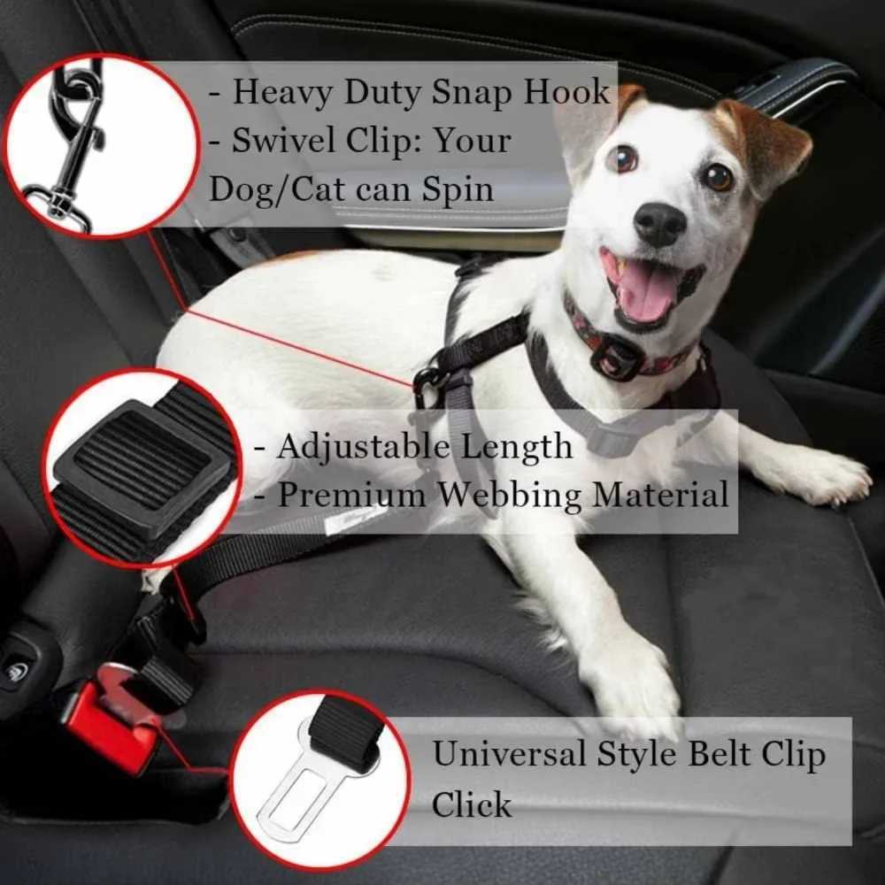 Adjustable Dog Cat Car Seat Belt Dog Leash Collar Breakaway Car Nylon Harness Portable Safety Protector Travel Pets Accessories C251031