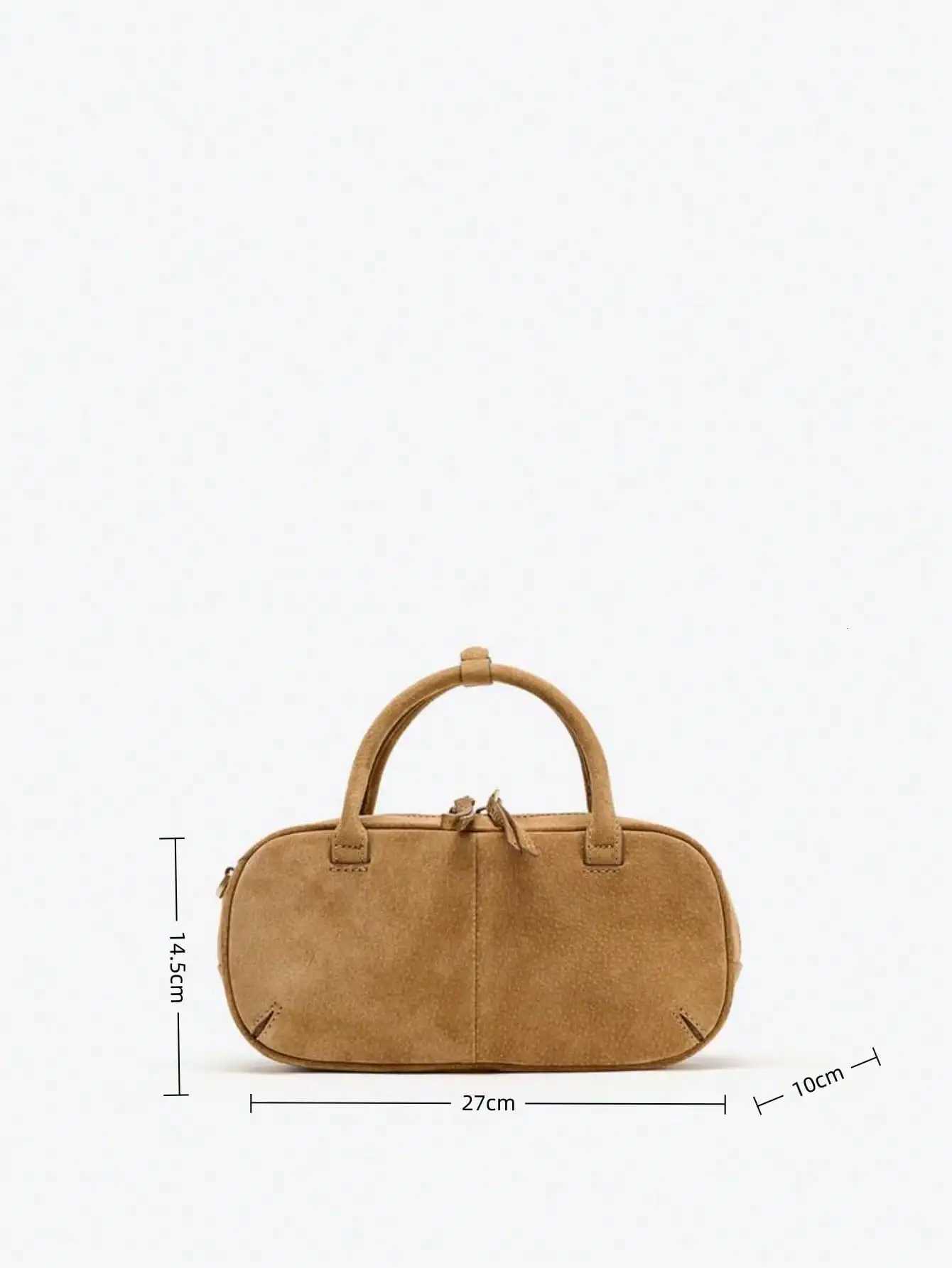 Women small double handle Microfiber leather suded Boston bag 2025 autumn winter new camel with strap crossbody Z251029 - view 3