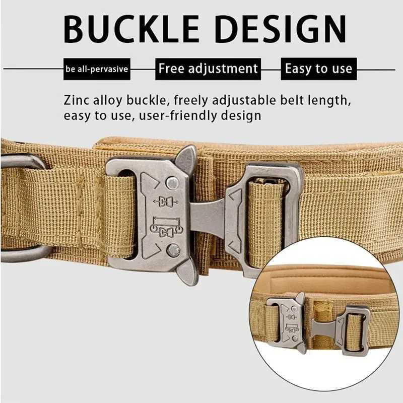 Tactical Dog Collar for Medium Large Dog Outdoor Training Nylon Collar with Metal Buckle Breathable Reflective Pet Safety Collar C251031