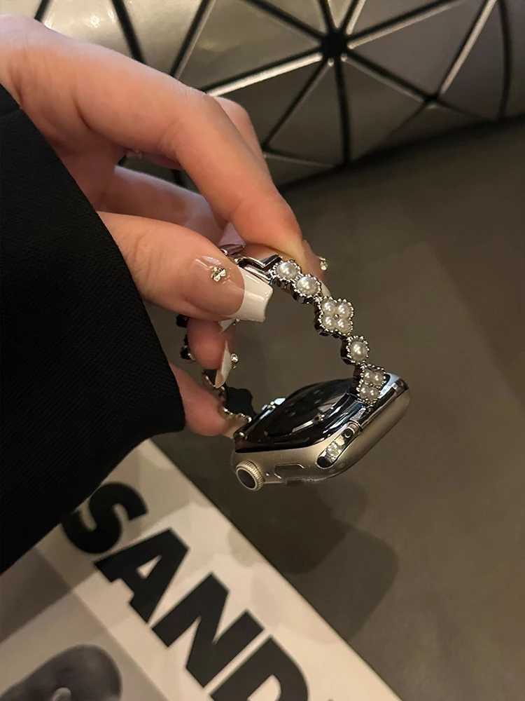 Luxury Pearl Band For iWatch tra 10 9 8 7 6 5 4 Slim Metal Bracelet Strap For Watch 38mm 40mm 41 42mm 44 45mm 46mm 49mm Y251031