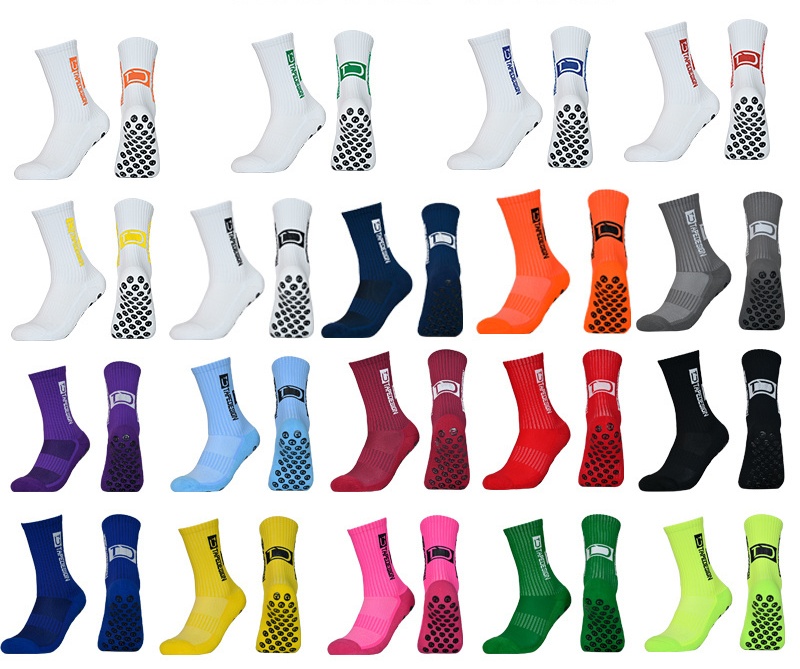 Adult TC Anti-slip Grip Socks Soccer Football Sock Men Women Outdoor Sports Socks Thickened Sweat-Absorbent Reinforced base Top quality