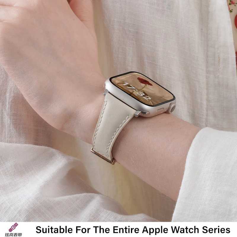 Fourleaf Magnetic Leather Strap for Watch 10 Band 46mm 4442mm 45mm Thin Bracelet iWatch Series Wen Watchband Y251031