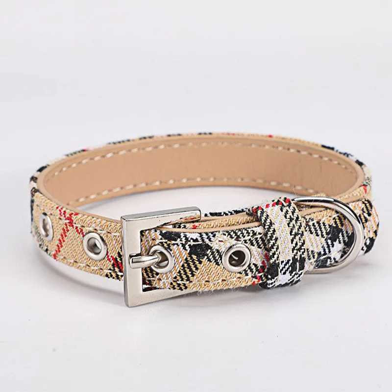Pet Collar Plaid Dog Collar ic Red PU Leather Earthy Twill Dog Pet Products C251031