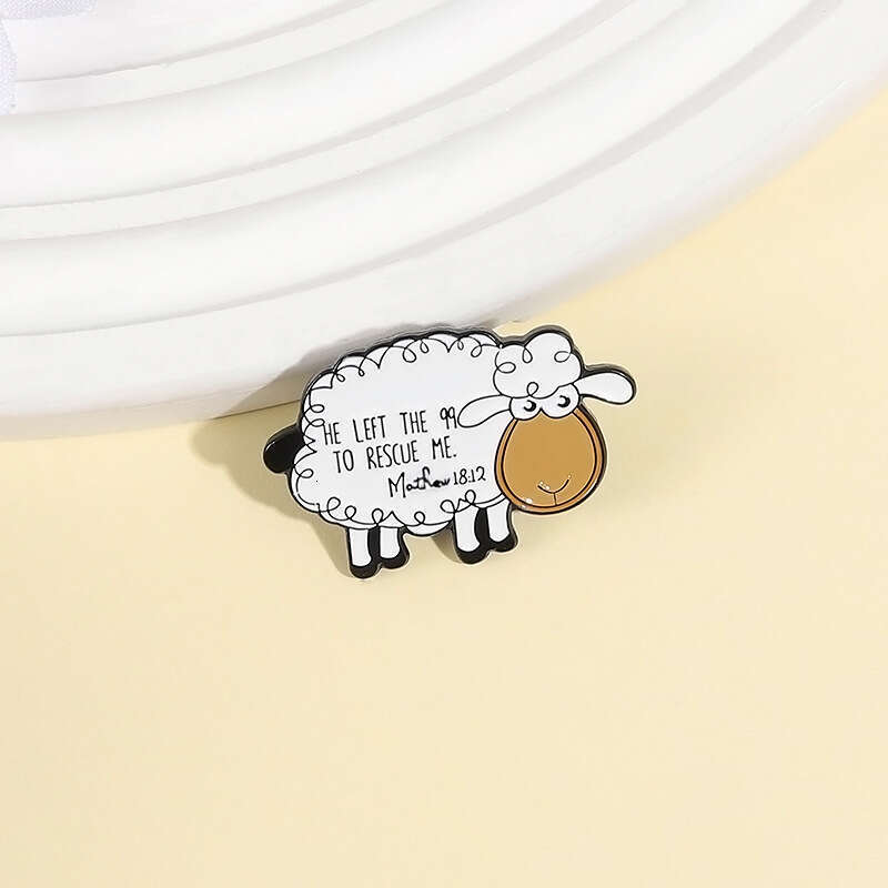 Cartoon Animal Cute Sheep Quote Metal Creative Jewelry Medal Clothing Brooch English Accessories