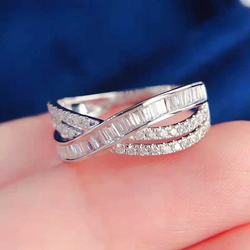 Exquisite Female Rings 925 Sterling Silver Cross Shaped Infinity Finger Rings for Women Crystal Zircon Bridal Wedding JewelryXJ251031