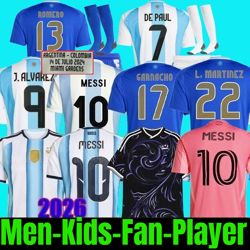 2026 world cup Correct 3 stars Argentinas soccer jersey and 50th anniversary commemorative jersey 25 26 M E S S I men and kids Kits set Jersey J.ALVAREZ DI MARIA