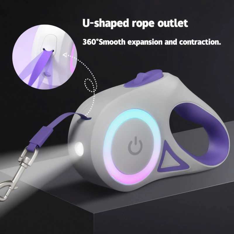 LED Retractable Dog Leash with light for Puppies Small Medium big Dogs Cats Pet Harness straps collar Accessories 3m 5m roulette C251031