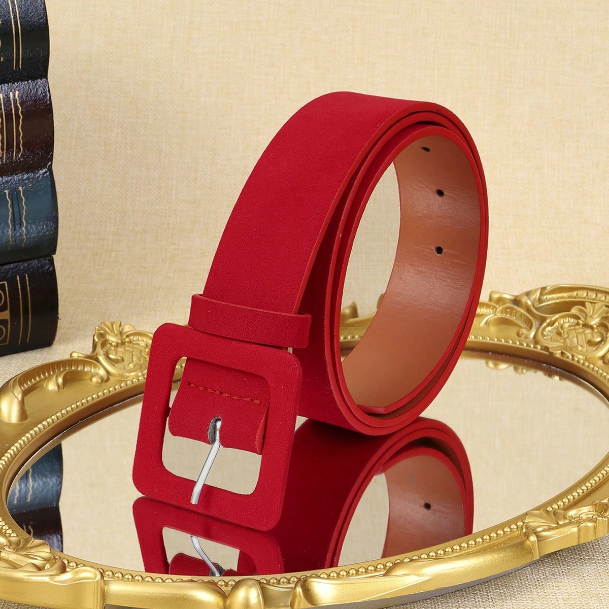 1 piece of red PU ladies' bag strap, featuring a fashionable and trendy bohemian style belt, suitable for daily use.