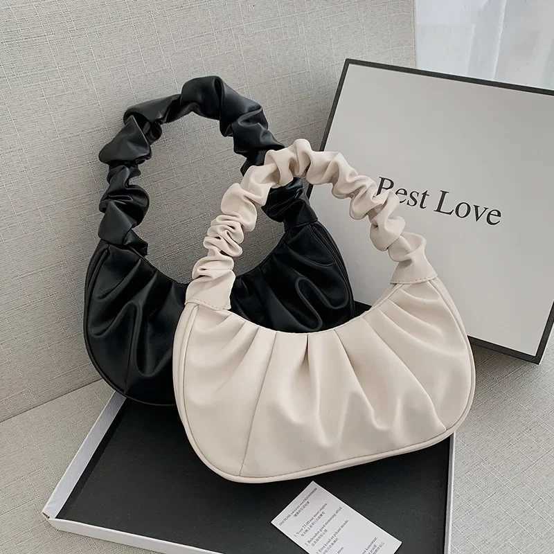 Fashion Pleated Handlebags for Women PU Cloud Bags Leisure Armpit Bag Shopping Shoulder Bags Dumpling Handbag Female Hand BagsT251031