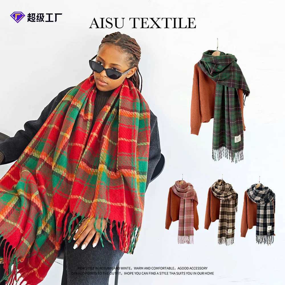 Imitation Cashmere Scarves Men Women Winter Colorful Checkered Thick Scarves Warm Versatile Scarves Shawl Outerwear 4w936W251030