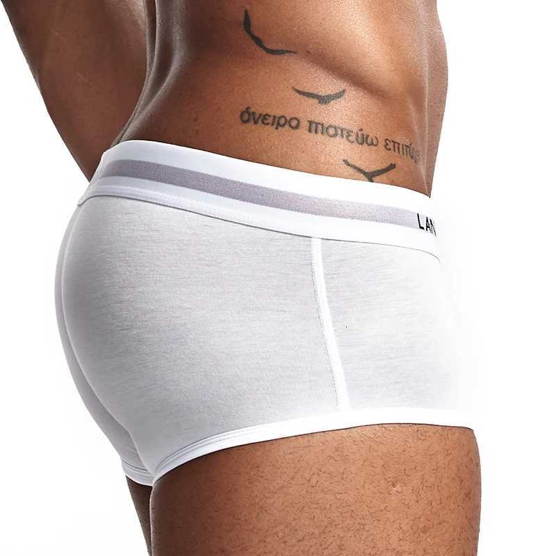 LANVIBUM men underwear solid convex underpants comfortable cotton bowxers soft shortsT251031