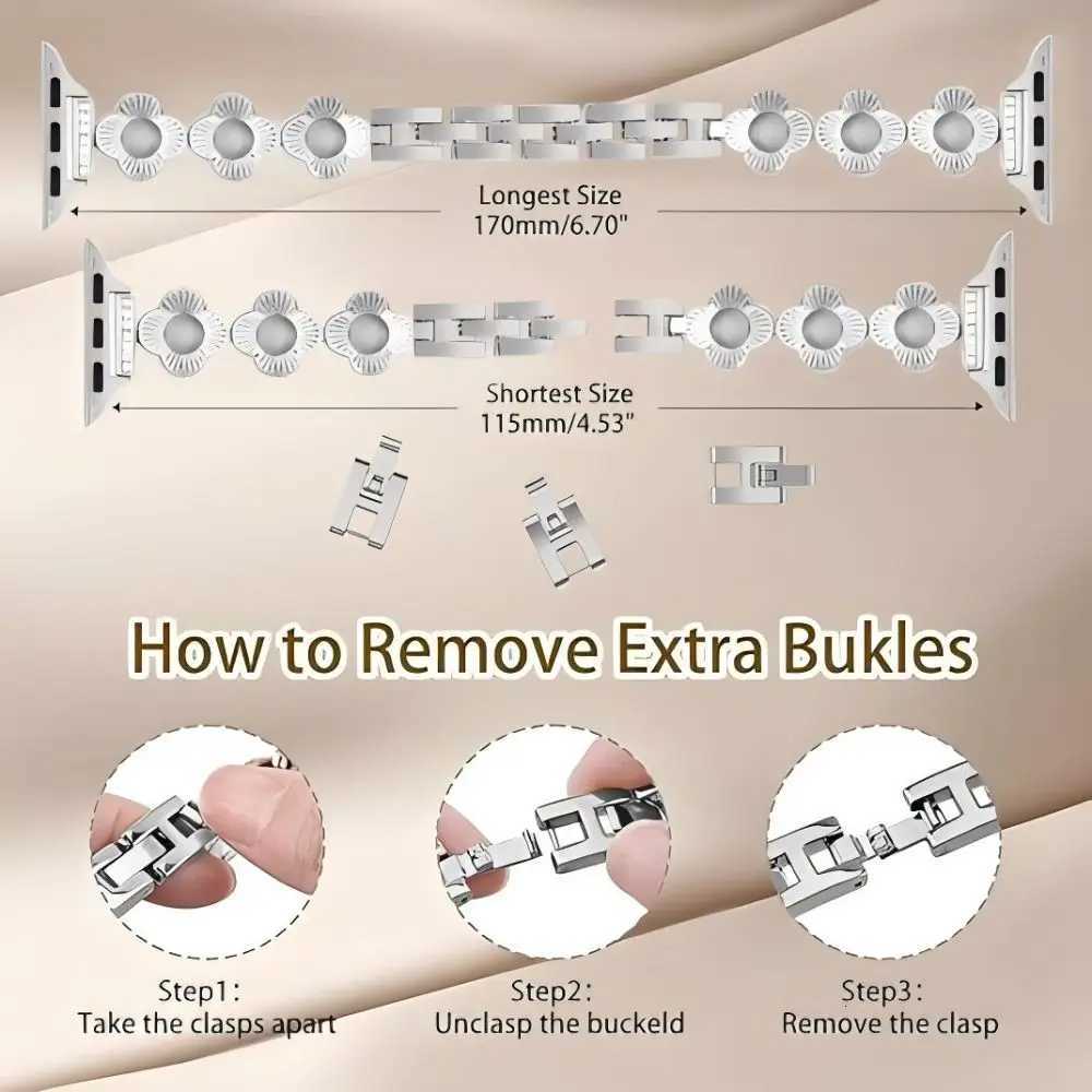 FourLeaf Band for IWatch Lightweight Adjustable and Jewelry Metal Strap for iWatch Series 9 8 7 6 5 4 3 2 1 Y251031