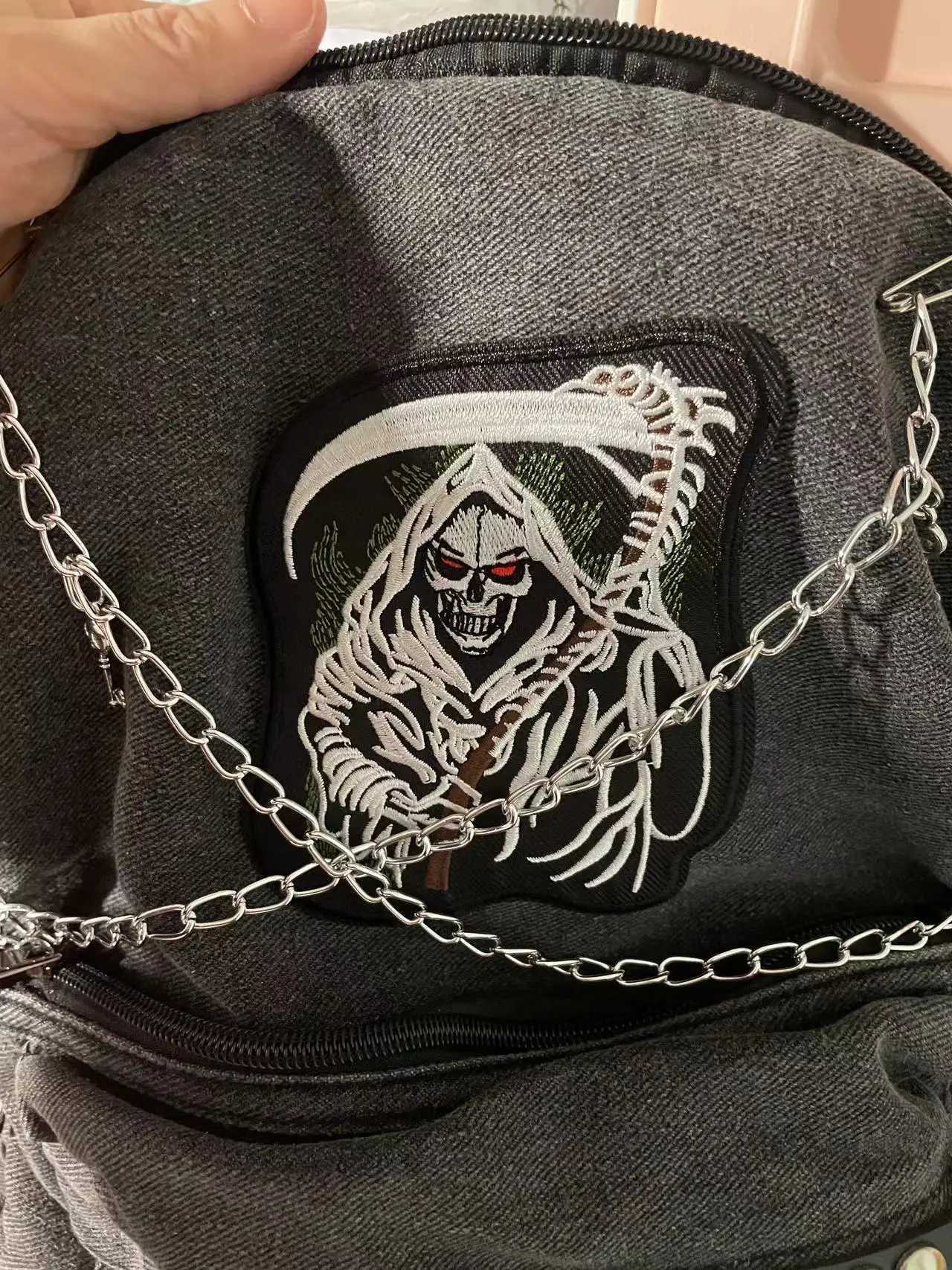 Woman Man Y2K Denim Backpack Harajuku Large Capacity Student Schoolbag Teenagers Punk Backpacks Travel Vintage Book Bag W251031