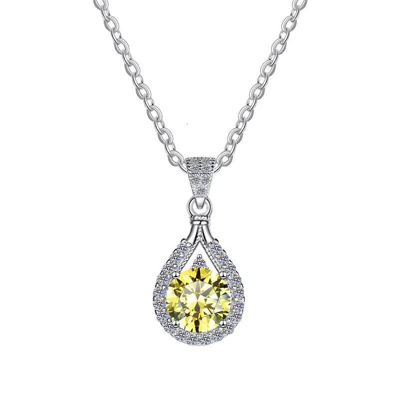 1Carat Moissanite Pendant Necklace for Women Fashion Fine Jewelry with S925 Sterling Silver Chain Geometric Design