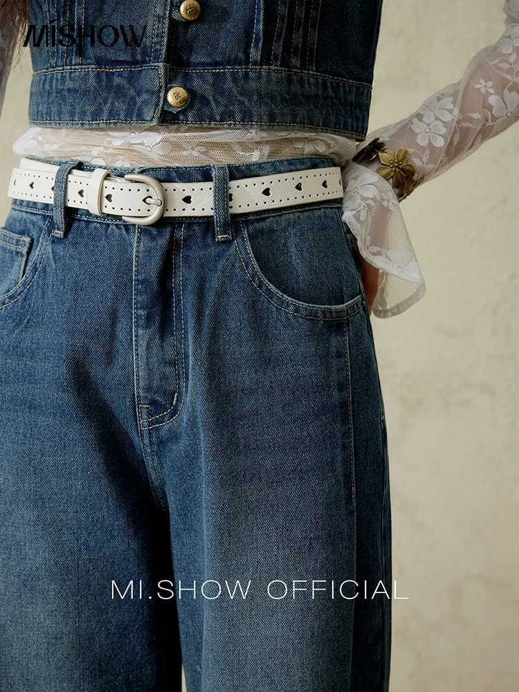 MISHOW Casual Straight Leg Jeans for Women 2025 Spring Versatile Washed Loose Women Pants Fashionable Denim Pants MXE16K0874 J251031