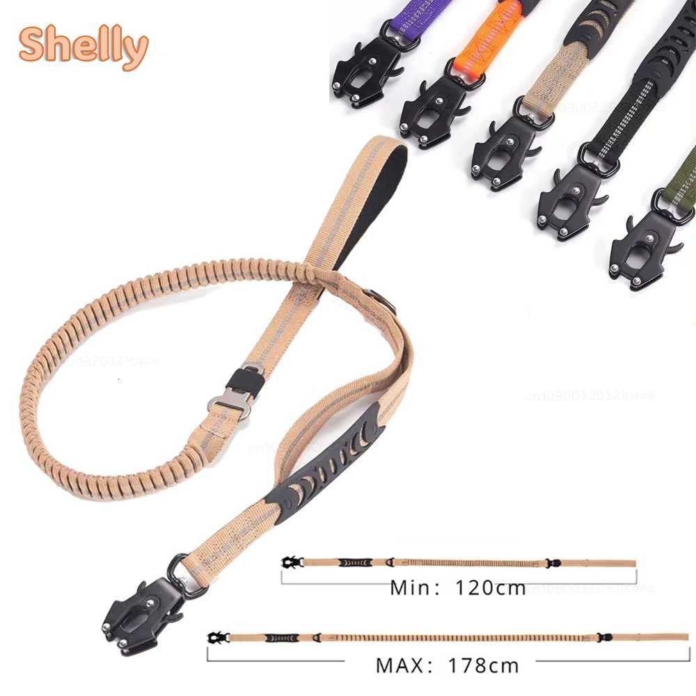 Heavy Duty Dog Leash for Large Dogs Shock Absorbing Bungee Tactical Dog Leash with 2 Padded Handle Strong No Pull Dog Leash C251031