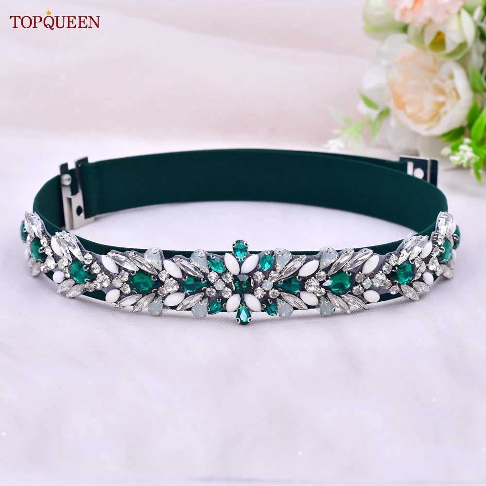 TOPQUEEN Rhinestone Elastic Waist Belt For Women Dress Full Crystal Gem Female Waistband Sash Fashion Luxury Ladies Belt S476BW251030