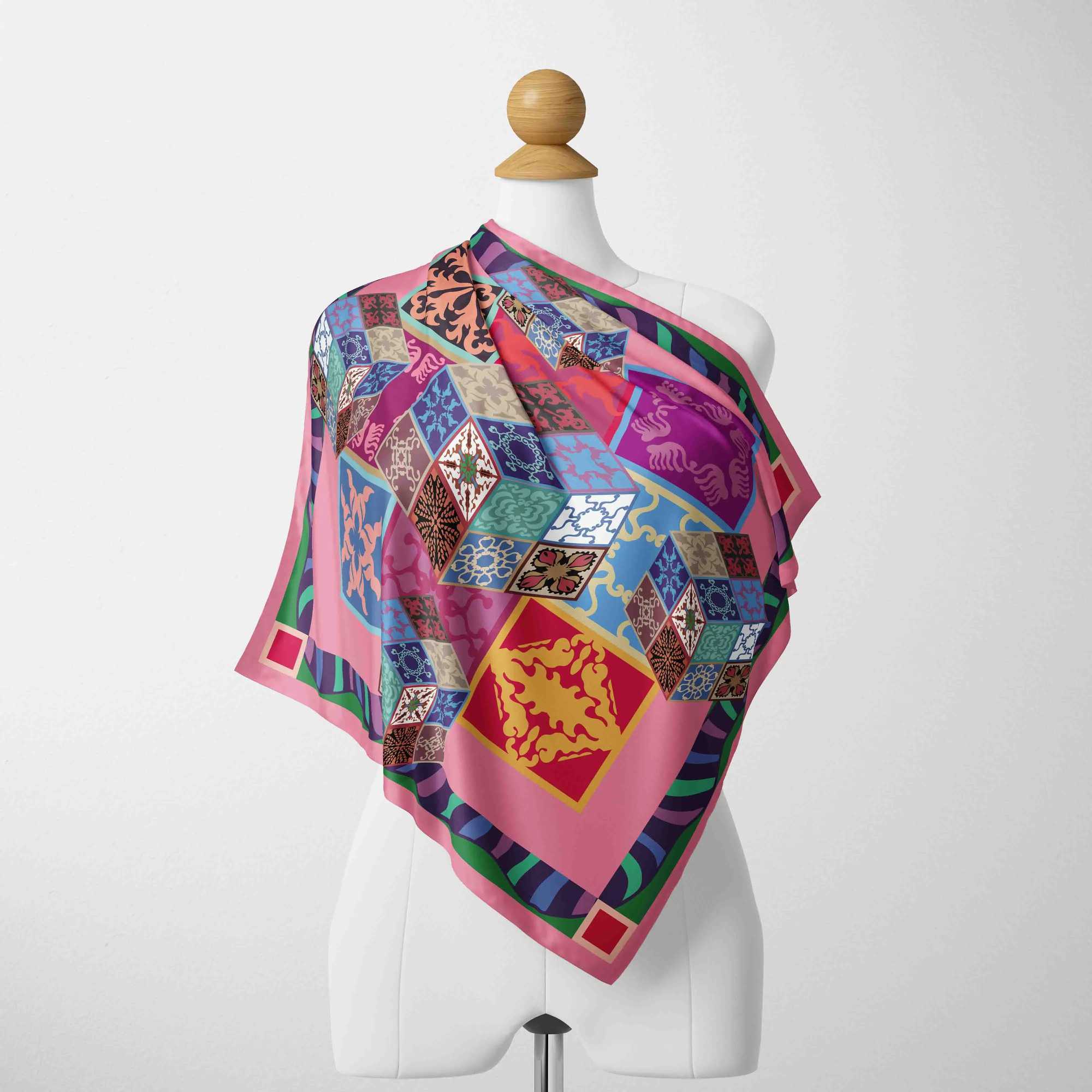 70cm70cm Designer Silk Scarf Women Shawl Floral Summer And Spring Print Stoles Square Bandanna Kerchief Female Foulard mufflerW251030