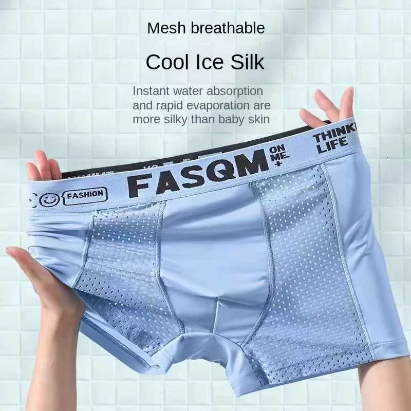 4pcs Mesh Ice Silk Boxer Shorts Mens Underwear FASQM Underpants Breathable Sexy Slim Panties Bamboo Lingerie Plus Size L6XLT251031