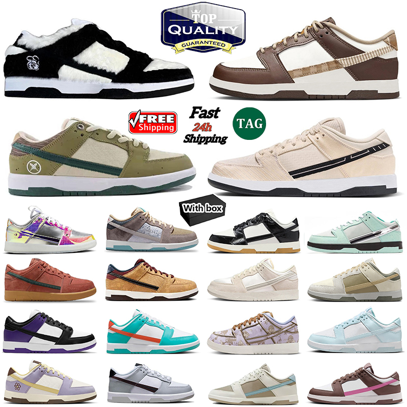 Free Shipping With Box Designer Shoes Men Women Flat Sneakers Panda Triple White Black Grey Fog Orange Pink University Blue Green Red Hiking Outdoor Sports Trainers