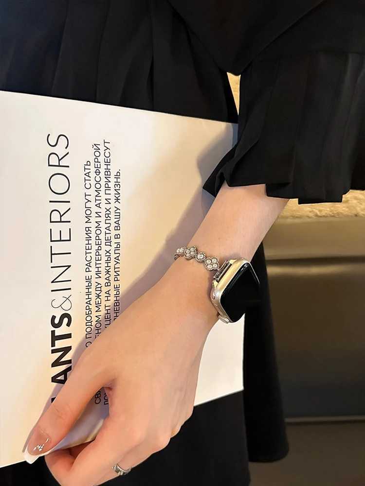 Luxury Pearl Band For iWatch tra 10 9 8 7 6 5 4 Slim Metal Bracelet Strap For Watch 38mm 40mm 41 42mm 44 45mm 46mm 49mm Y251031