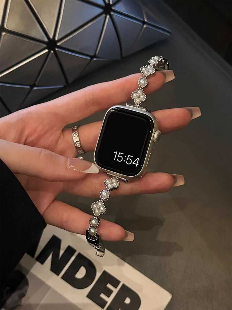 Luxury Pearl Band For iWatch tra 10 9 8 7 6 5 4 Slim Metal Bracelet Strap For Watch 38mm 40mm 41 42mm 44 45mm 46mm 49mm Y251031