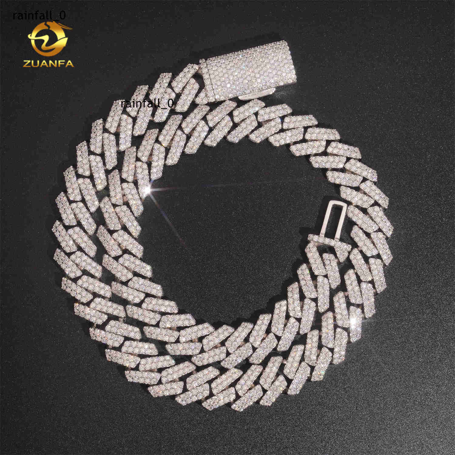 Instock 13mm 2 Row Cuban Link Moissanite Hip Hop Jewelry 925 Silver Iced Out Cuban Link Chain Moissanite Pass Diamond Tester