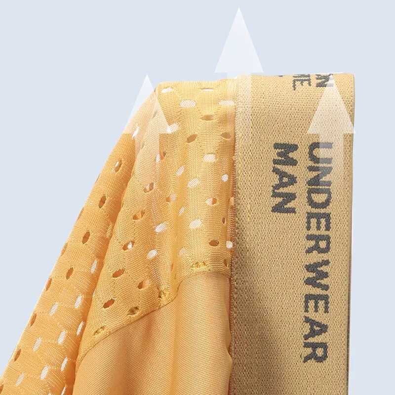 4Pcs Mens Underwear Ice Mesh Bacteriostatic Crotch Men Boxer Shorts Thin Breathable Men Underpanties Summer Ventilate PantiesT251031