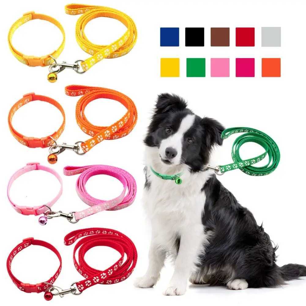 Dog Paw Print Pet Traction Rope with Collar Breathable Puppy Collar Set Adjustable Pet Walking Lead Rope Cat Traction Rope Pet C251031