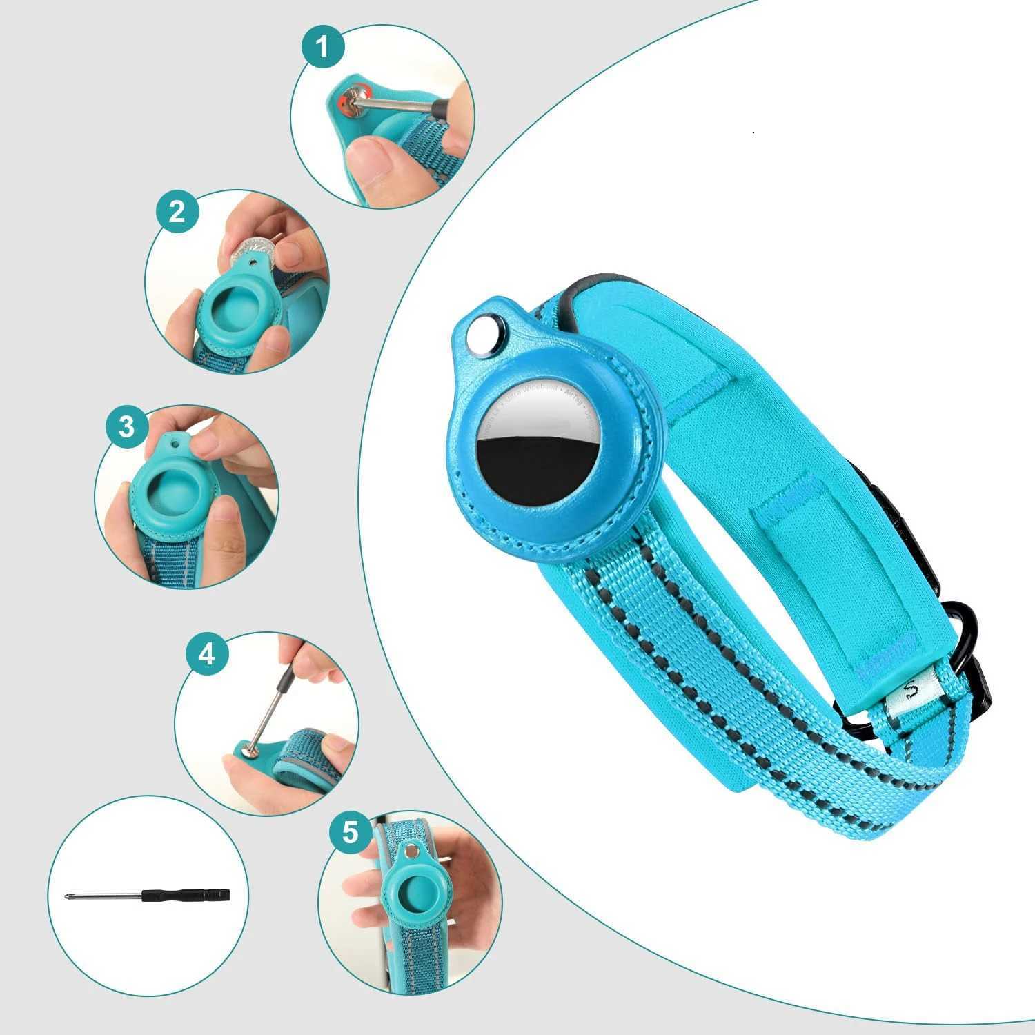 Reflective AirTag Dog Collar Heavy Duty Dog Collar with Adjustable AirTag Holder Case Accessories for Small Medium Large Dogs C251031