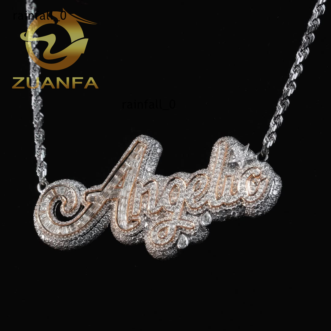 Buss Down Moissanite Name Pendant Hip Hop Jewelry Iced Out Hip Hop Pendant Sterling Silver 925 Moissanite Chain Pendant