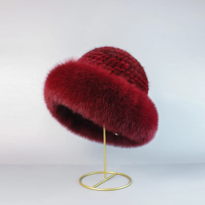 Real mink fur woman hat Fox fur beanie caps Winter woman hats Fashion mink fur knit hat 251028